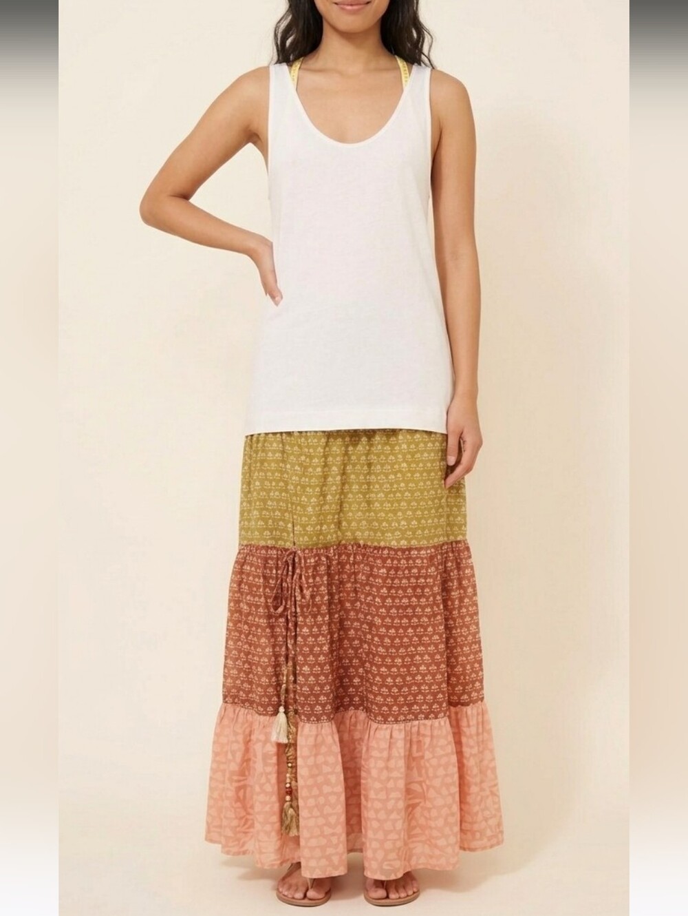 Anthropologie Celandine Tiered Maxi Dress Size XL oversized relaxed fit comfy